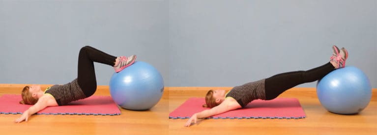 Stability ball knee-ins, exercise for riders