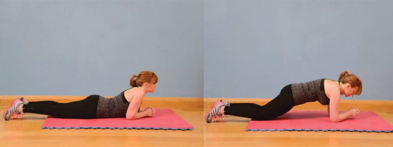 Plank on knees, exercise for horse riders