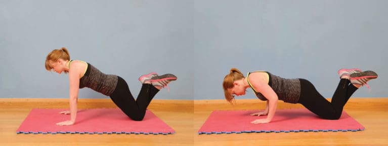 Press-ups on your knees exercise for horse riders