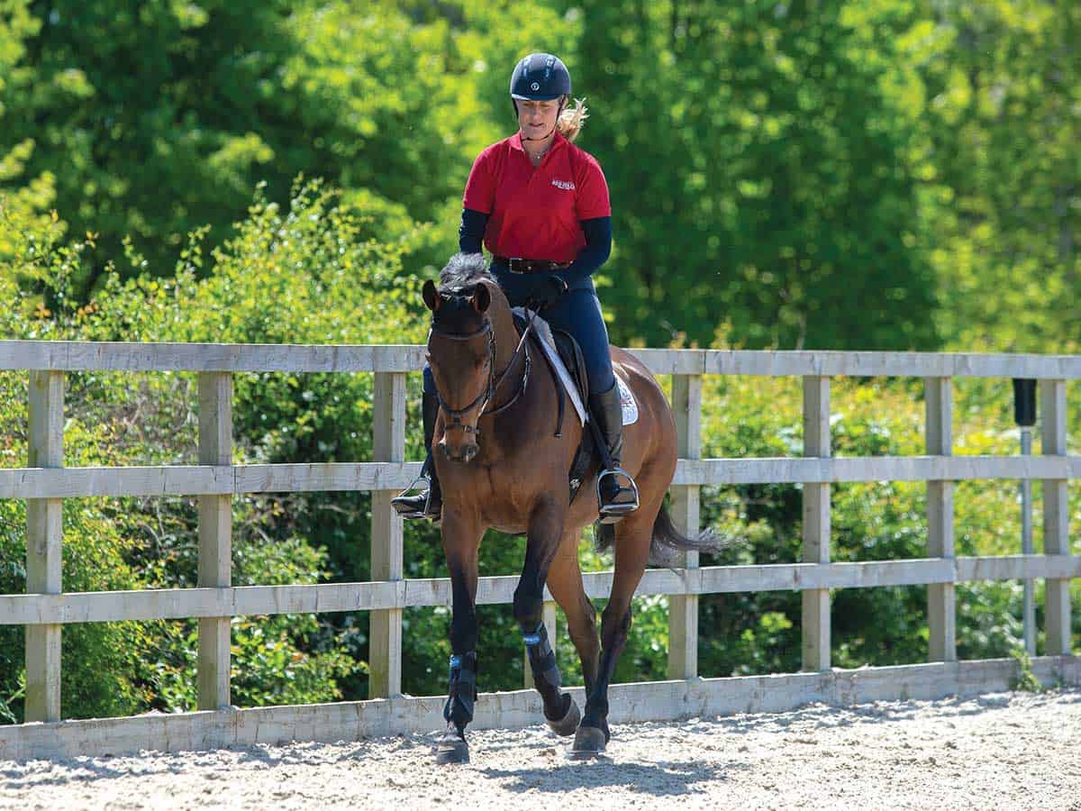 Tina Cook using lateral work to connect horse